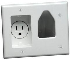 Datacomm: 45-0021-WH Recessed Plate with Power