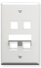 ICC Cabling Products: IC107AF4WH 4 Port Angled Bottom Wall Plate