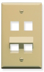 ICC Cabling Products: IC107AF4IV Ivory 4 Port Angled Bottom Wall Plate