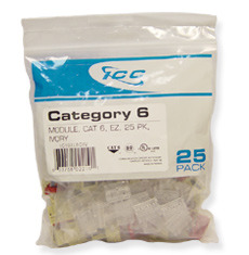 ICC Cabling Products: IC107L6CIV Ivory EZ Cat 6 Keystone Jack 25 Pack 
