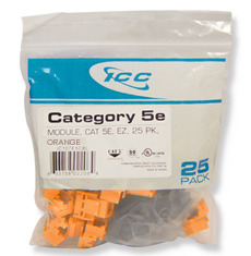 ICC Cabling Products: IC107E5COR Orange EZ Cat5e Keystone Jack 25 Pack 