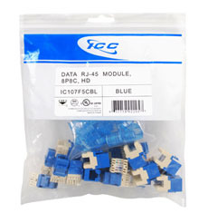 ICC Cabling Products: IC107F5CBL Blue HD Cat5e Keystone Jack 25 Pack 