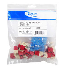 ICC Cabling Products: IC107F5CRD Red HD Cat5e Keystone Jack 25 Pack 
