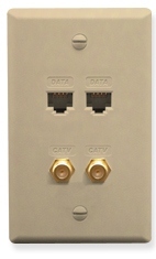 ICC Cabling Products: ICRDS2F5IV (2) RJ-45 CAT 5e and (2) F-Type Wall Plate