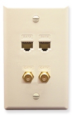 ICC Cabling Products: ICRDSV25AL RJ-11 6P6C, RJ-45 CAT 5E, and (2) F-Type Wall Plate 
