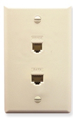 ICC Cabling Products: ICRDSV05AL RJ-11 6P6C Voice and Cat5e Data Wall Plate Almond