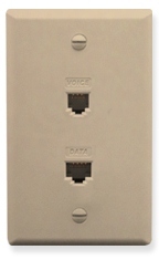 ICC Cabling Products: ICRDSV05IV RJ-11 6P6C Voice and Cat5e Data Wall Plate Ivory