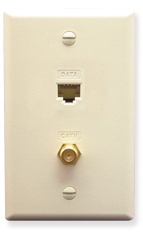 ICC Cabling Products: ICRDS0F5AL Cat5e Data and F-Type Integrated Wall Plate Almond
