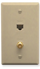 ICC Cabling Products: ICRDS0F5IV Cat5e Data and F-Type Integrated Wall Plate Ivory