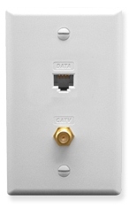 ICC Cabling Products: ICRDS0F5WH Cat5e Data and F-Type Integrated Wall Plate White