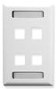 ICC IC107S04WH White Single Gang 4 Port Station ID Keystone Wall Plate 