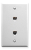 ICC IC630E66WH White Single Gang Dual 6P6C Integrated Wall Plate 