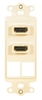 ICC IC107DDHAL Almond Dual HDMI Decora Insert with 2 Blank Ports
