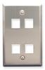 ICC IC107SF4SS Single Gang 4 Port Stainless Steel Wall Plate 
