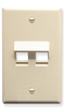 ICC IC107DA2AL Almond Single Gang 2 Port Angled Keystone Wall Plate 