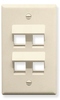 ICC IC107DA4AL Almond Single Gang 4 Port Angled Keystone Wall Plate 