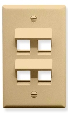 ICC Cabling Products: IC107DA4IV Ivory 4 Port Keystone Wall Plate