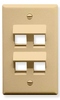 ICC IC107DA4IV Ivory Single Gang 4 Port Angled Keystone Wall Plate 