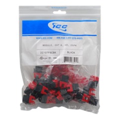 ICC Cabling Products: IC107F6CBK Black HD Cat 6 Keystone Jack 25 Pack 