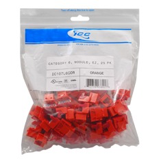 ICC Cabling Products: IC107L6COR Orange EZ Cat 6 Keystone Jack 25 Pack 