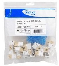 ICC Cabling Products: IC107F5CWH White HD Cat5e Keystone Jack 25 Pack 