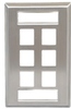 ICC IC107S06SS Single Gang 6 Port ID Stainless Steel Wall Plate 