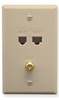 ICC ICRDSVF5IV RJ-11 6P6C, RJ-45 CAT 5E, and F-Type Wall Plate Ivory