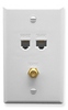 ICC ICRDSVF5WH RJ-11 6P6C, RJ-45 CAT 5E, and F-Type Wall Plate White