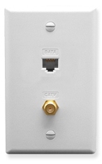ICC Cabling Products: ICRDS0F5WH Cat5e Data and F-Type Integrated Wall Plate White