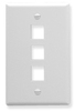 ICC IC107F03WH White Single Gang 3 Port Keystone Wall Plate