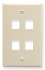 ICC IC107F04AL Almond Single Gang 4 Port Keystone Wall Plate