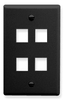 ICC IC107F04BK Black Single Gang 4 Port Keystone Wall Plate