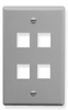 ICC IC107F04GY Grey Single Gang 4 Port Keystone Wall Plate