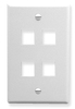 ICC IC107F04WH White Single Gang 4 Port Keystone Wall Plate