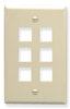 ICC IC107F06AL Almond Single Gang 6 Port Keystone Wall Plate