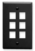 ICC IC107F06BK Black Single Gang 6 Port Keystone Wall Plate