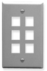 ICC IC107F06GY Grey Single Gang 6 Port Keystone Wall Plate