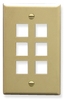 ICC IC107F06IV Ivory Single Gang 6 Port Keystone Wall Plate