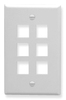 ICC IC107F06WH White Single Gang 6 Port Keystone Wall Plate