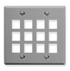 ICC IC107F12GY Grey Double Gang 12 Port Keystone Wall Plate