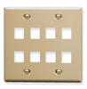 ICC IC107FD8IV Ivory Double Gang 8 Port Keystone Wall Plate 