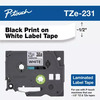 BRO-TZe231-Black Print on White Laminated Label Tape for P-touch Label Maker, 12mm (0.47â) wide x 8m