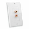 VAN-28146W - Vanco Binding Post Decor Wall Plates, 2 Gold Binding Posts (White)