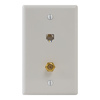 IC630E6GWH- ICC Single Gang 6P6C Terminal and Coax Connector wall plate, White