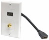 526-111WH Feed-Through HDMI Wall Plate with Pigtail and F Connector