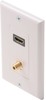 516-111WH Single Feed-Through HDMI Wall Plate with F Connector