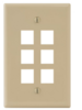 IC107LF6IV 6-Port Single Gang Oversized Faceplate Ivory
