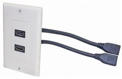 526-102WH: Dual Feed-Through HDMI Wall Plate with Pigtails